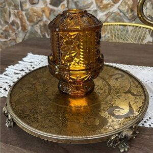 Vintage Amber Stars and Bars Fairy Lamp